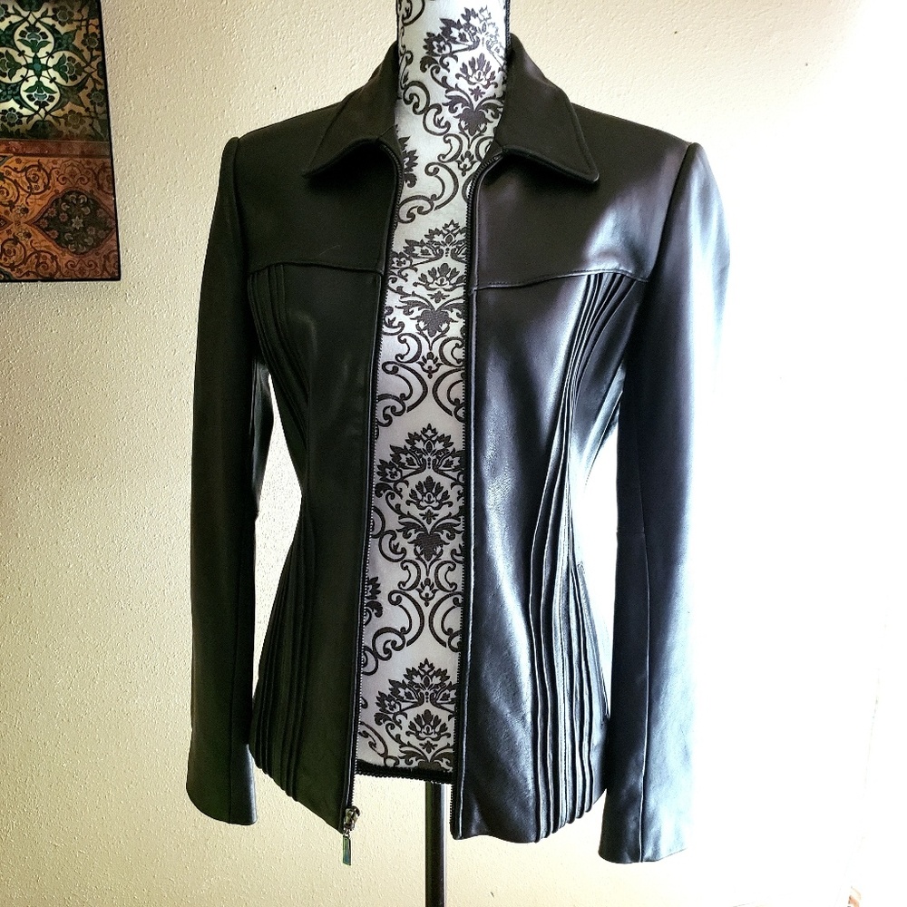 Black genuine leather jacket